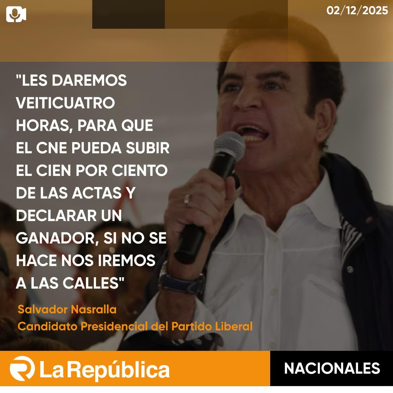 El candidato presidencial del Partido Liberal, Salvador Nasralla en conferencia de prensa, le mando un mensaje al Consejo Nacional Electoral - Cover Image